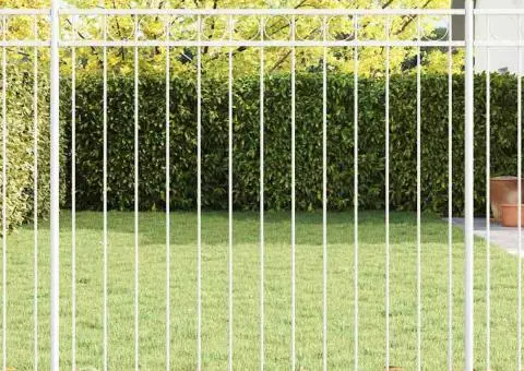 Gard de grădină, alb, 1,7x1.2 m, oțel - 1/5