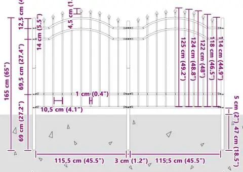 Gard de Grădină Gri 165 cm Oțel vopsit în pulbere - 5/5
