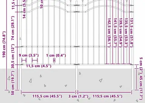 Gard de Grădină Gri 190 cm Oțel vopsit în pulbere - 5/5