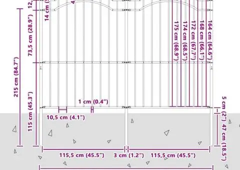 Gard de Grădină Gri 215 cm Oțel vopsit în pulbere - 5/5