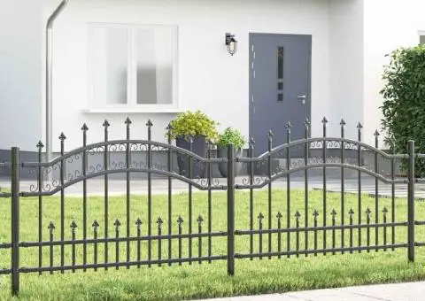 Gard de grădină Gri 115 cm Oțel vopsit în pulbere - 1/5