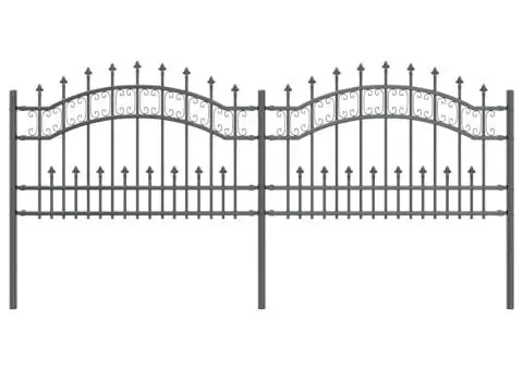 Gard de grădină Gri 115 cm Oțel vopsit în pulbere - 2/5