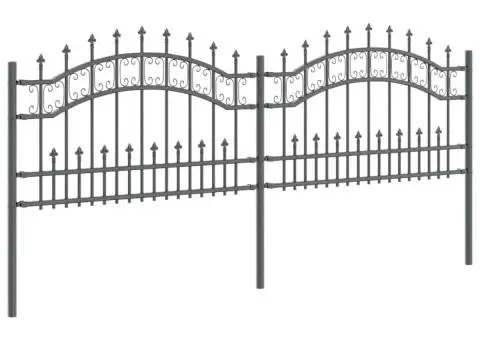 Gard de grădină Gri 115 cm Oțel vopsit în pulbere - 3/5
