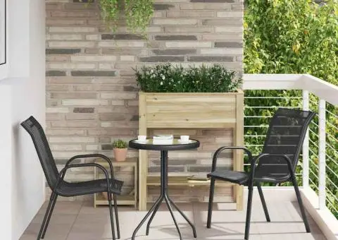 Set Bistro 3 Piese Negru Textilenă și Oțel - 1/5