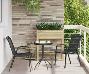 vidaXL Set Bistro 3 Piese Negru Textilenă și Oțel