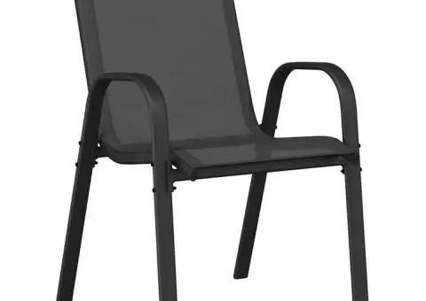 Set Bistro 3 Piese Negru Textilenă și Oțel - 5/5