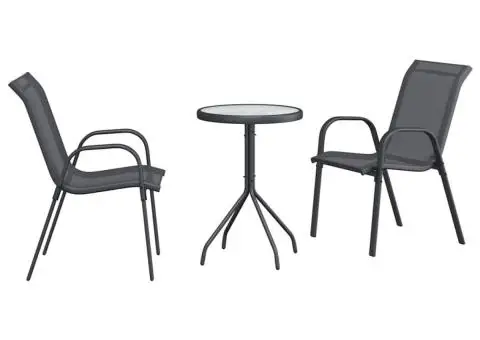 Set Bistro 3 Piese Anthracite Textilenă și Oțel - 2/5