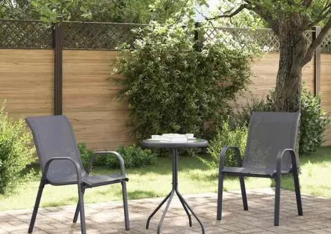 Set Bistro 3 Piese Anthracite Textilenă și Oțel - 4/5