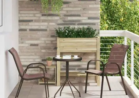 Set Bistro 3 Piese Maro Textilenă și Oțel - 1/5