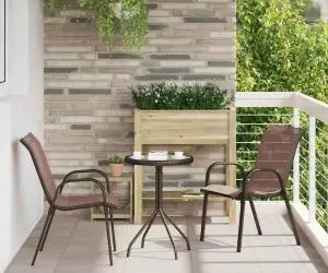 vidaXL Set Bistro 3 Piese Maro Textilenă și Oțel