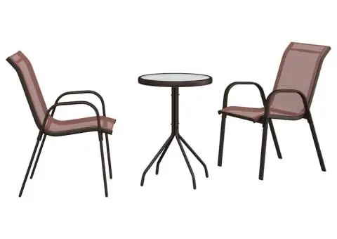 Set Bistro 3 Piese Maro Textilenă și Oțel - 2/5