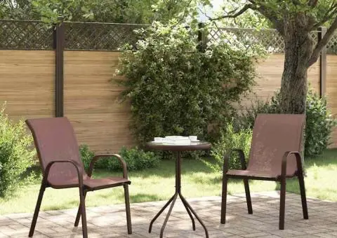 Set Bistro 3 Piese Maro Textilenă și Oțel - 4/5