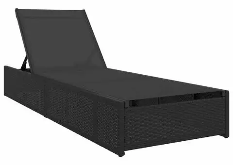 Şezlong, negru, 60x200x27 cm, poliratan - 2/5