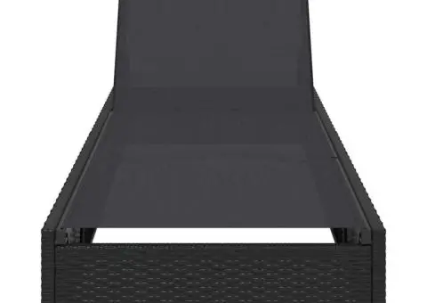 Şezlong, negru, 60x200x27 cm, poliratan - 4/5