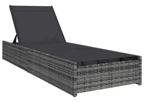 Şezlong, gri, 60x200x27 cm, poliratan - 2/5