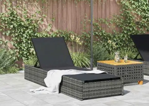 Şezlong, gri, 60x200x27 cm, poliratan - 3/5