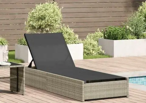 Şezlong, bej, 60x200x27 cm, poliratan - 1/5