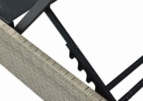 Şezlong, bej, 60x200x27 cm, poliratan - 5/5