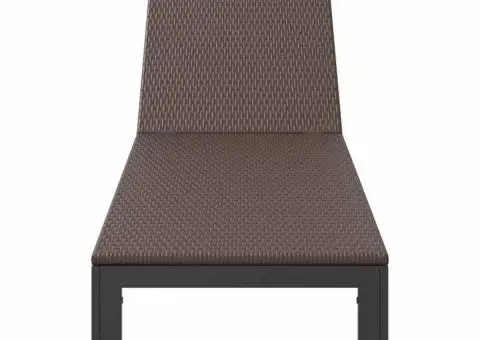 Şezlong cu roți, maro, poliratan - 4/5