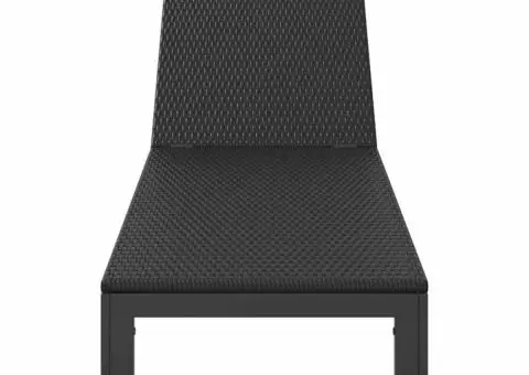 Şezlong cu roți, negru, poliratan - 4/5