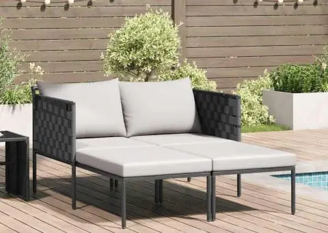 Șezlong cu perne, 2 persoane, antracit, 115x153x69,5 cm, oțel - 1/5