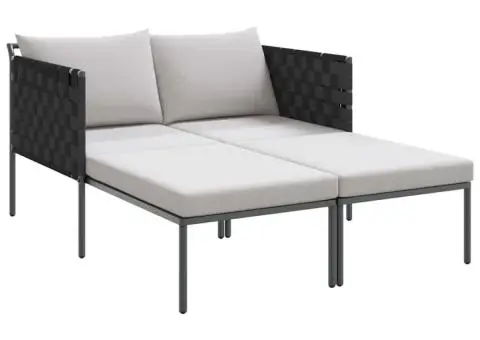 Șezlong cu perne, 2 persoane, antracit, 115x153x69,5 cm, oțel - 2/5