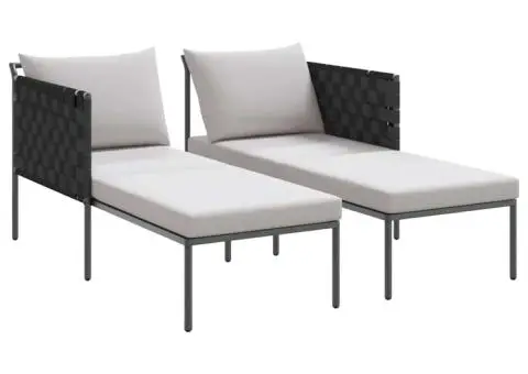 Șezlong cu perne, 2 persoane, antracit, 115x153x69,5 cm, oțel - 4/5