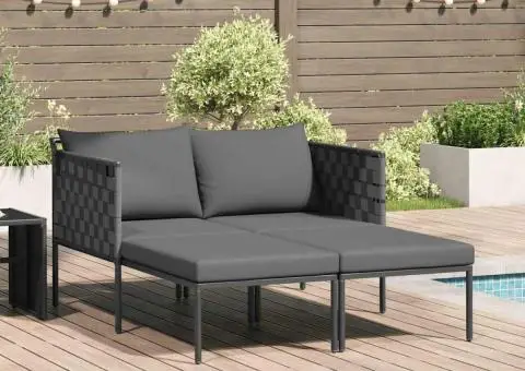 Șezlong cu perne, 2 persoane, antracit, 115x153x69,5 cm, oțel - 1/5