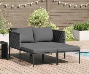 vidaXL Șezlong cu perne, 2 persoane, antracit, 115x153x69,5 cm, oțel