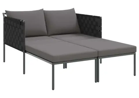 Șezlong cu perne, 2 persoane, antracit, 115x153x69,5 cm, oțel - 2/5