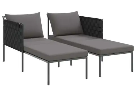 Șezlong cu perne, 2 persoane, antracit, 115x153x69,5 cm, oțel - 4/5