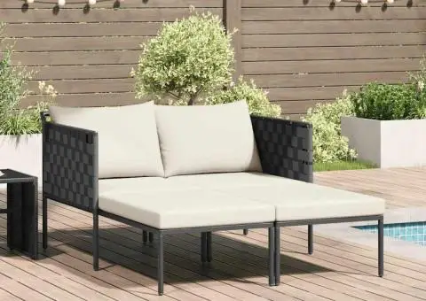 Șezlong cu perne, 2 persoane, antracit, 115x153x69,5 cm, oțel - 1/5