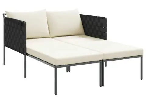 Șezlong cu perne, 2 persoane, antracit, 115x153x69,5 cm, oțel - 2/5