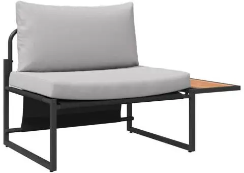 Set mobilier de grădină, 2 piese, single cu perne gri deschis - 2/5