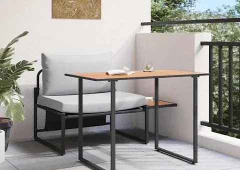 Set mobilier de grădină, 2 piese, single cu perne gri deschis - 4/5