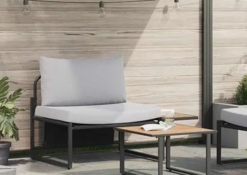 Set mobilier de grădină, 2 piese, single cu perne gri deschis - 1/5