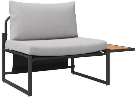 Set mobilier de grădină, 2 piese, single cu perne gri deschis - 2/5