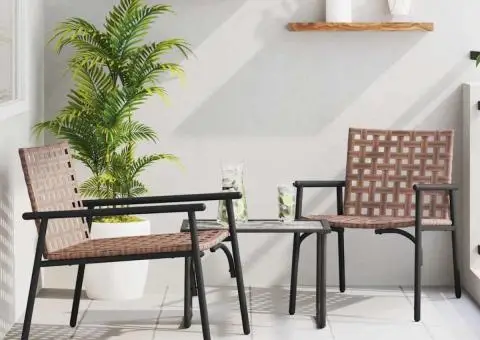 Scaune de grădină, 2 buc., negru, 79x56x73,5 cm, poliratan - 1/5