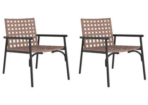 Scaune de grădină, 2 buc., negru, 79x56x73,5 cm, poliratan - 2/5