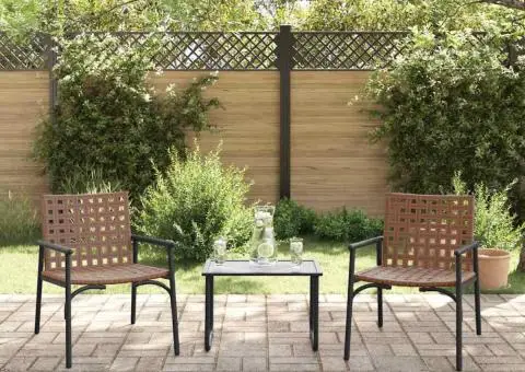 Scaune de grădină, 2 buc., negru, 79x56x73,5 cm, poliratan - 3/5