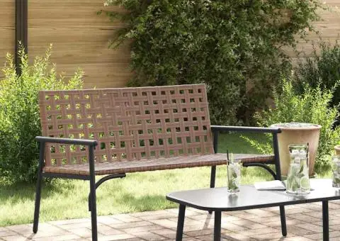 Bancă de grădină, negru, 113x79x75 cm, poliratan - 1/5