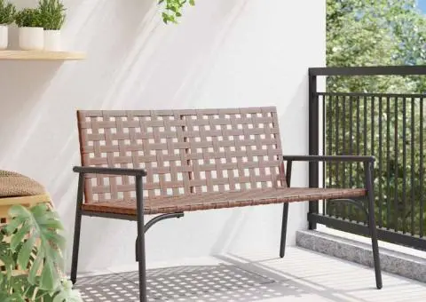 Bancă de grădină, negru, 113x79x75 cm, poliratan - 3/5