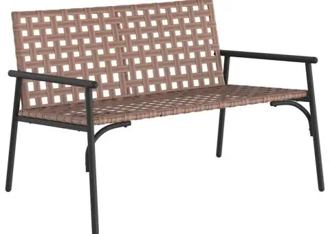 Set de cafea exterior , 4 piese, din ratan maro și oțel. - 4/5