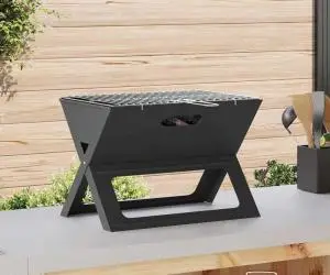 vidaXL Grătar BBQ - Pliabil, Negru, 46x30x31 cm, Fabricat din Oțel