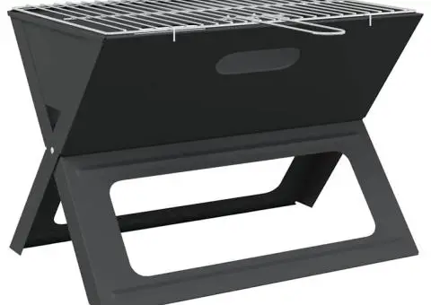 Grătar BBQ - Pliabil, Negru, 46x30x31 cm, Fabricat din Oțel - 2/5