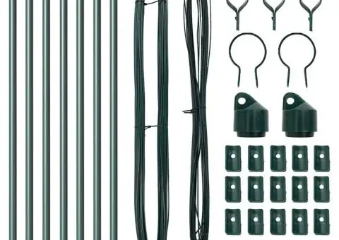 Stâlpi de gard Manual 7 pcs Verde Ø32mm 160 cm Metal - 4/5