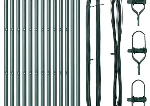 Stâlpi de gard Manual 13 pcs Verde Ø32mm 160 cm Metal - 3/5