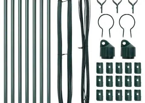 Stâlpi de gard Manual 7 pcs Verde Ø32mm 160 cm Metal - 4/5