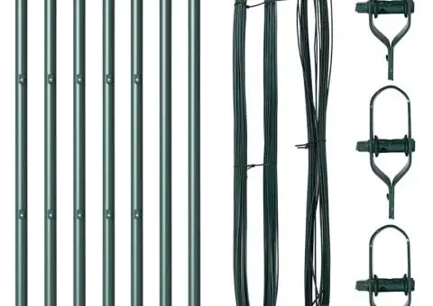 Stâlpi de Gard Manual 7 pcs Verde Ø32mm 160 cm Metal - 3/5