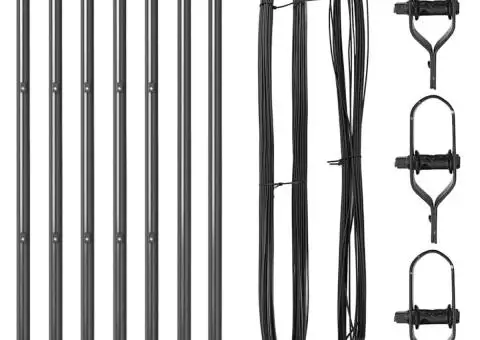 Set de stâlpi de gard Manual 7 pcs Gri Ø32mm 80 cm Metal - 3/5